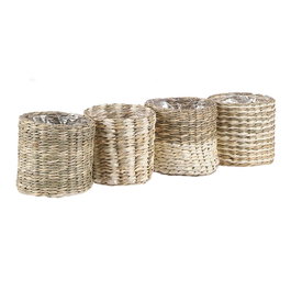 Mica Decorations Cesto Alexis en osier blanc et beige, Ø10 x 9 cm, modèles variés