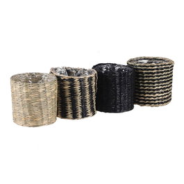 Mica Decorations Cesto Alexis en Mimbre Noir et Beige Modèle Varié Ø10 x 9 cm