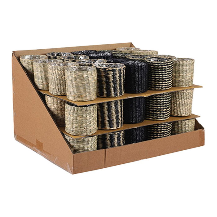 Mica Decorations Cesto Alexis en Mimbre Noir et Beige Modèle Varié Ø10 x 9 cm