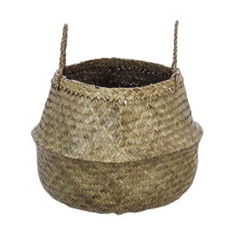 Atmosphera Panier pliable en osier naturel avec deux poignées, Ø33 x 33 cm