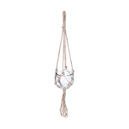 Atmosphera Boule Décorative en Cristal et Pendentif en Jute Naturel Ø 10,5 x 56 cm