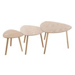 Atmosphera Jeu de 3 tables basses Mileo Bois naturel