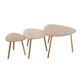 Atmosphera mileo Lot de 3 tables basses en bois naturel 41x39x39 cm, 46x47.5x47.5 cm, 51x59.5x59.5 cm