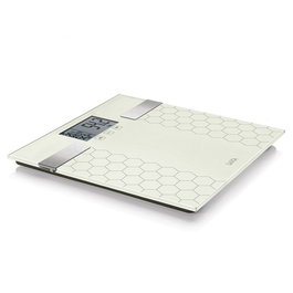 Laica PS5014 Balance de salle de bain numérique avec calcul de la composition corporelle, blanc, max 180 kg, verre trempé