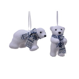 Decoris Décoration suspendue arbre ours assortis 6,3x11,5x7,5cm textile