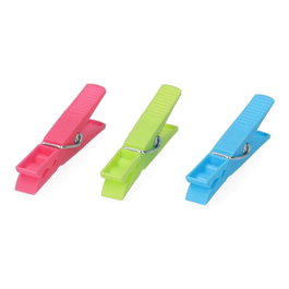 Edm Lot de 24 pinces à linge en plastique de couleurs variées 7,2 cm avec ressort métallique inoxydable