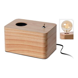 Atmosphera Lampe avec base en bois 20 x 8 x 9 cm E27 40W