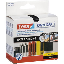 Tesa Ruban de fermeture extra fort On & Off 1 m x 50 mm Noir