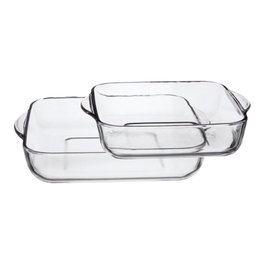 5Five Borcam Set 2 Bandeja Cuadrada Horno Cristal 220x256 mm 317,5x282,5 mm Transparente