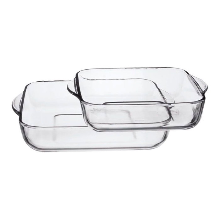 5Five Borcam Set 2 Bandeja Cuadrada Horno Cristal 220x256 mm 317,5x282,5 mm Transparente