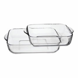 Pasabahce Ensemble de 2 plats de cuisson carrés en verre borosilicaté