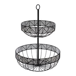 Secret of Gourmet Frutero Métal Deux Niveaux Ø30-22 cm 42 cm Noir