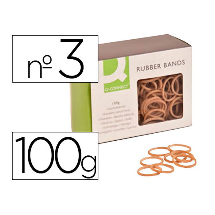 Q-Connect Gommes élastiques 100g n°3 30 x 2 mm - Lot de 100g Q-Connect Gommes élastiques 100g n°3 30 x 2 mm - Lot de 100g