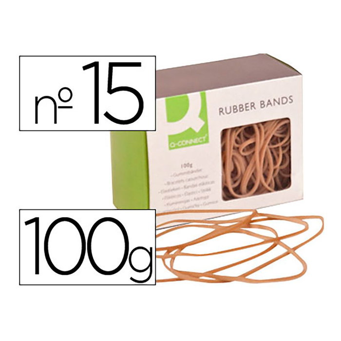 Q-Connect Gommes élastiques 100g n°15 150 x 2 mm lot Q-Connect Gommes élastiques 100g n°15 150 x 2 mm lot