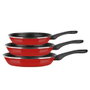 Fagor Set 3 poêles Optimax rouge mat Ø20/24/28 cm antiadhésives acier émaillé induction