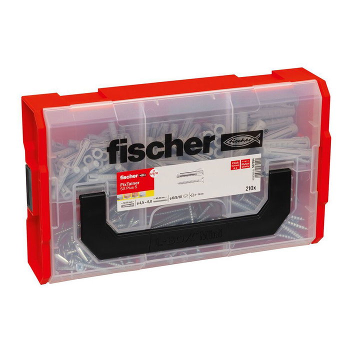 Fischer Fixtainer 210 pièces avec chevilles SX 6/8/10 mm et vis Pozidriv zinc Fischer Fixtainer 210 pièces avec chevilles SX 6/8/10 mm et vis Pozidriv zinc