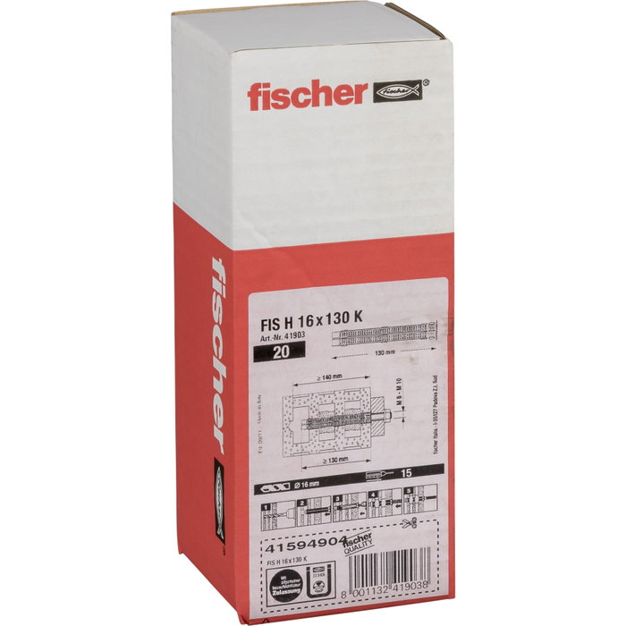 FISCHER Fis H K Med.Taco 16-130 Cheville en nylon pour ancrage chimique FISCHER Fis H K Med.Taco 16-130 Cheville en nylon pour ancrage chimique
