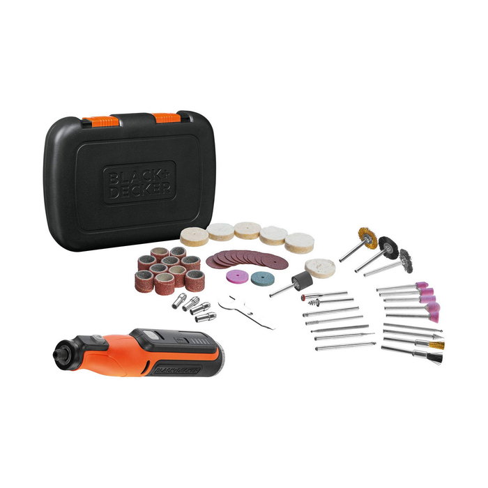 Black + Decker BCRT8IK-XJ Multi-outil rotatif sur batterie 7,2 V avec 53 accessoires