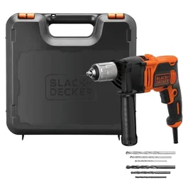 Black & Decker BEH850K Perceuse à Percussion Électrique 850W, 2 Vitesses Mécaniques avec Mandrin Autoserrant, Valise et Accessoires