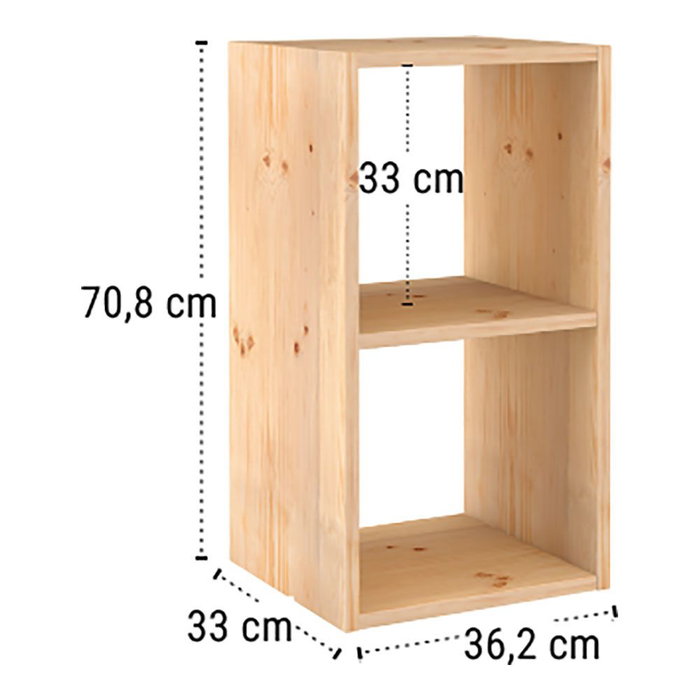 Astigarraga Étagère modulaire 2 cubes Dinamic en pin massif 36,2 x 33 x 70,8 cm Astigarraga Étagère modulaire 2 cubes Dinamic en pin massif 36,2 x 33 x 70,8 cm