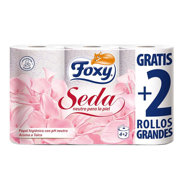 Foxy SEDA Papier Toilette pH Neutre Parfum Talc 3 Couches 6 Rouleaux