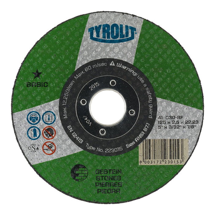 Tyrolit 223025 Disque de coupe bombé Ø115 x 2,5 x 22,23 mm pour pierre C30S-BF Tyrolit 223025 Disque de coupe bombé Ø115 x 2,5 x 22,23 mm pour pierre C30S-BF