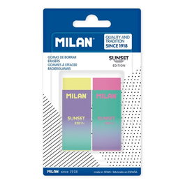 Milan Gomas de borrar nata 320 édition sunset blister 2 pcs gomme à effacer plastique souple non abrasive