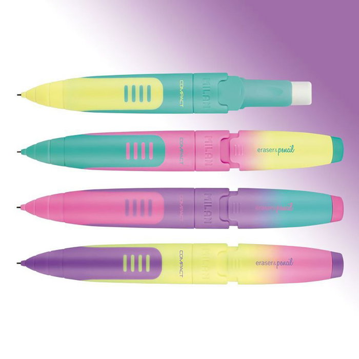 Milan Blister 1 Stylo Bille + 1 Porte-mine Compact Sunset - Bleu, Mine 0.7 mm, 4 Couleurs Assorties