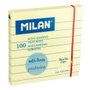 Milán Bloc de 100 notes adhésives jaune clair lignées 76 x 76 mm