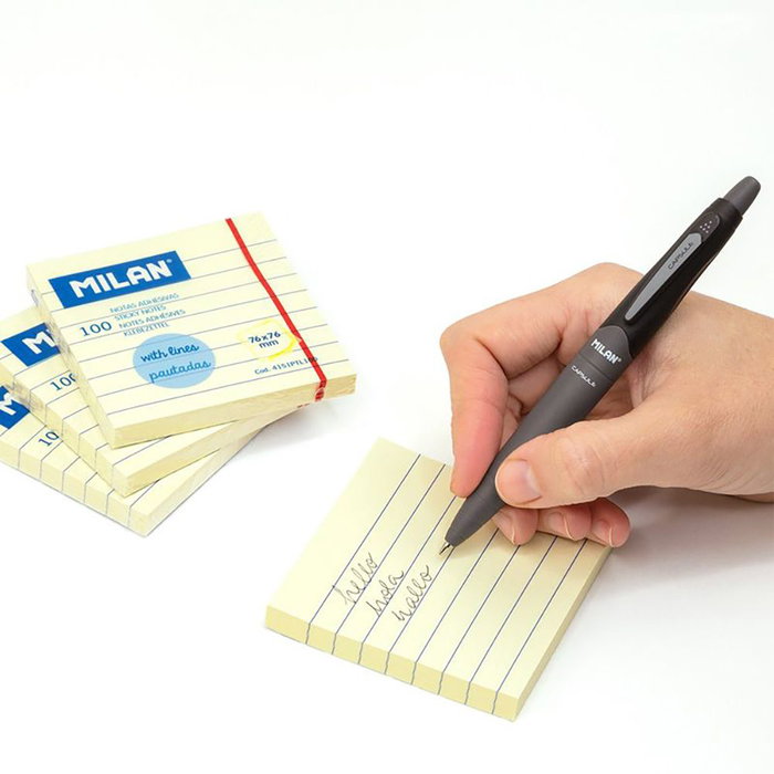 Milán Bloc de 100 notes adhésives jaune clair lignées 76 x 76 mm
