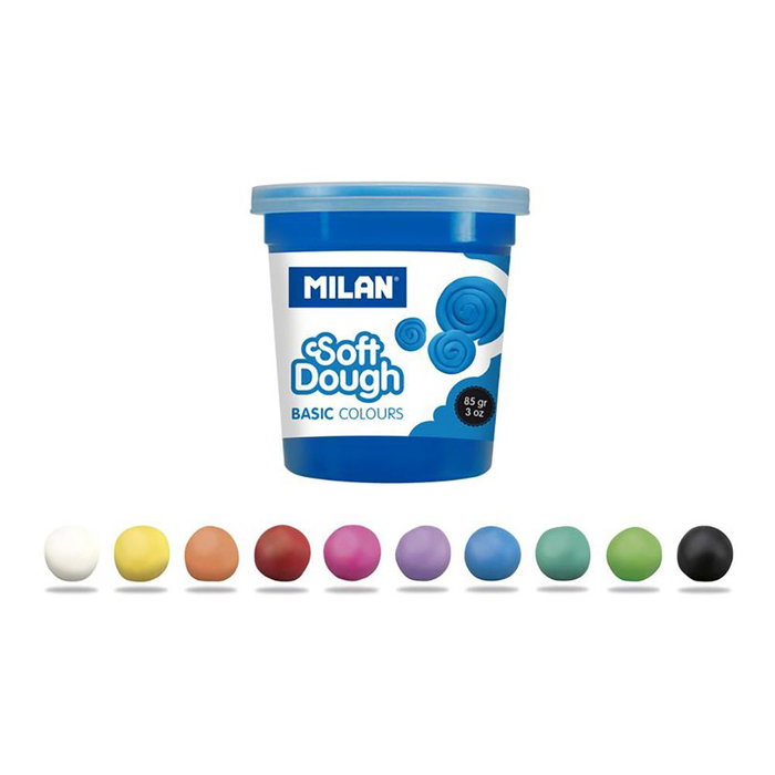Pâte à modeler en argile Milan Soft dough 913510B Jaune Bleu Multicouleur 85 g Légumes (10 Unités)