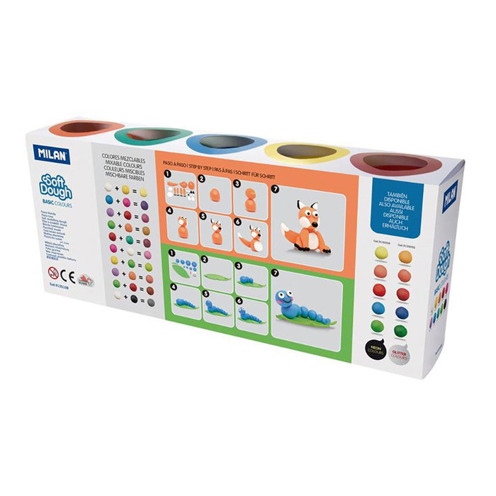Pâte à modeler en argile Milan Soft dough 913510B Jaune Bleu Multicouleur 85 g Légumes (10 Unités)