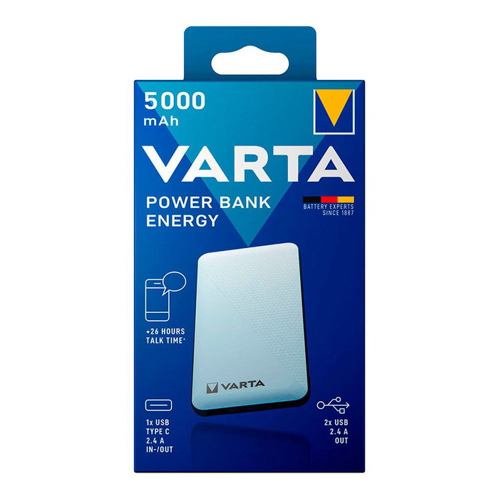 Varta Power Bank Energy 5000 mAh 74 x 11 x 138 mm avec 4 ports et USB-C Varta Power Bank Energy 5000 mAh 74 x 11 x 138 mm avec 4 ports et USB-C