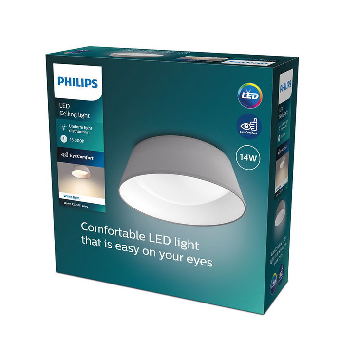 Philips Dawn Plafonnier LED 14W Gris ø34 cm Philips Dawn Plafonnier LED 14W Gris ø34 cm