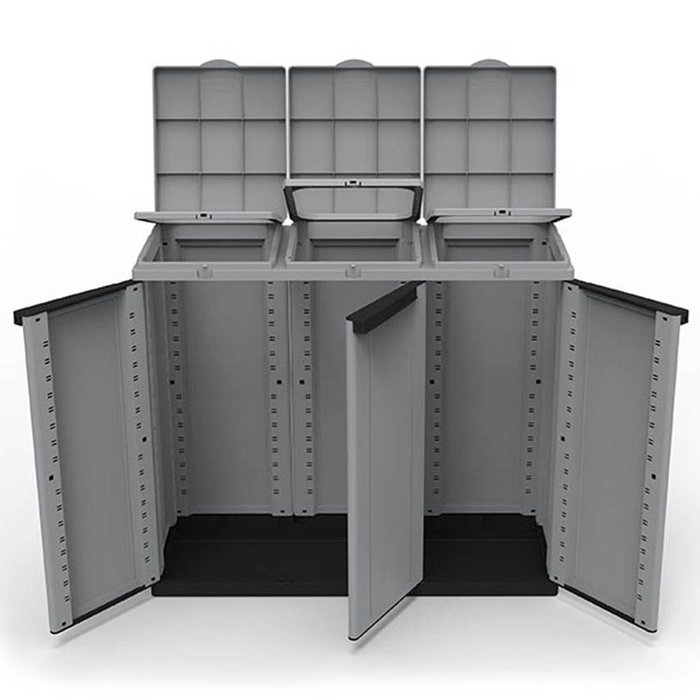 Poubelle recyclage Ecoline Noir/Gris 3 portes (102 x 39 x 88,7 cm) Poubelle recyclage Ecoline Noir/Gris 3 portes (102 x 39 x 88,7 cm)