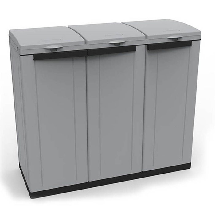 Poubelle recyclage Ecoline Noir/Gris 3 portes (102 x 39 x 88,7 cm) Poubelle recyclage Ecoline Noir/Gris 3 portes (102 x 39 x 88,7 cm)