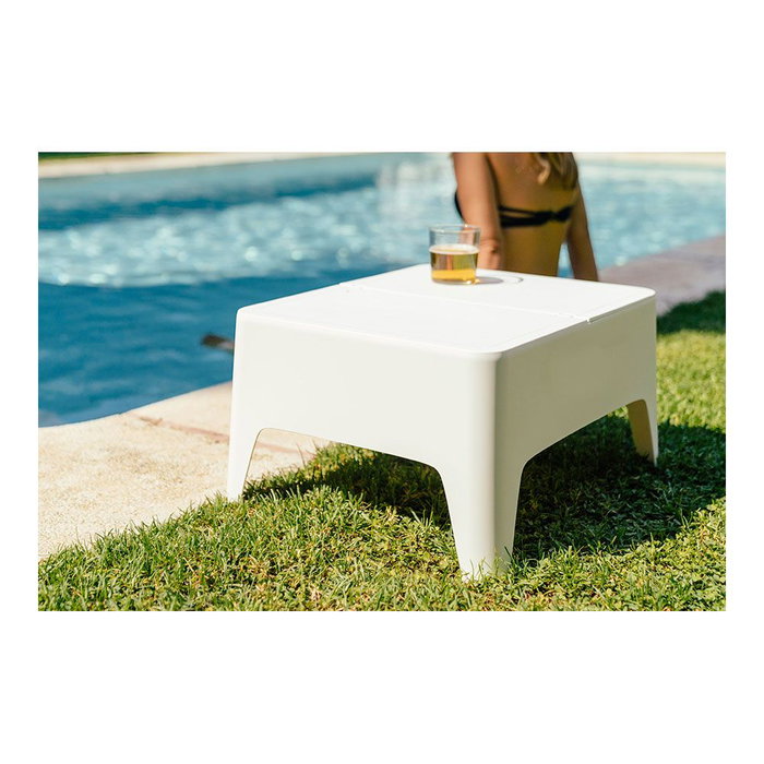 Sp Berner Table d'appoint Alaska blanc extérieur 58 x 48 x 30 cm matériaux recyclés