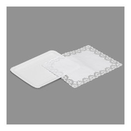 Best Products Lot de 2 plateaux rectangulaires avec napperon blanc 22 x 28 cm