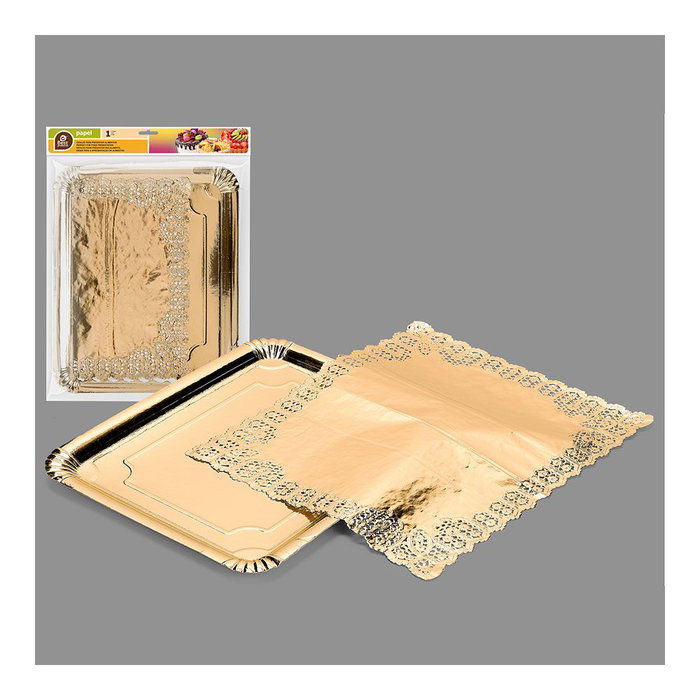 Best Products Plateau rectangulaire avec bordure dorée 31 x 38 cm