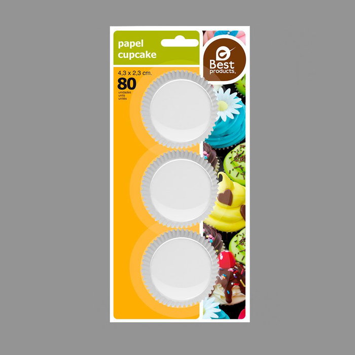 Best Products Moules en papier pour magdalenas blanc ø4 x 2,5 cm, 80 uds