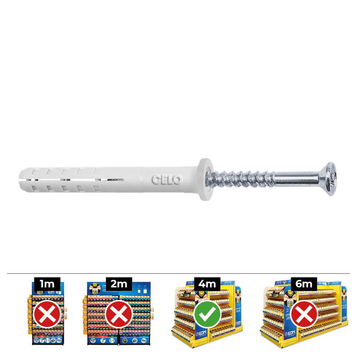 Celo cheville à frapper Ø6 x 60 mm + vis tête plate Ø6 x 40 mm, boîte de 50 Celo cheville à frapper Ø6 x 60 mm + vis tête plate Ø6 x 40 mm, boîte de 50
