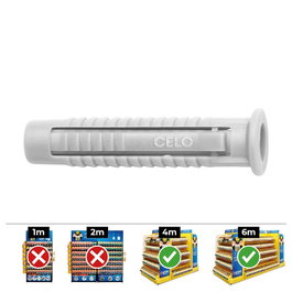 Celo Taco fx Ø12 mm caja 25 uds Cheville nylon gris 12x60 mm pour béton pierre