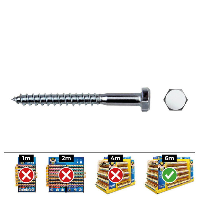 CELO Boîte de vis tirefond 8 x 90 mm, Ø 8 mm, zingage, 100 unités CELO Boîte de vis tirefond 8 x 90 mm, Ø 8 mm, zingage, 100 unités