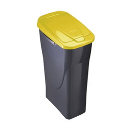 Mondex Seau Ecobín avec couvercle, noir/jaune, 15 l