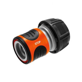 Gardena Connecteur rapide de tuyau stop eau 3/4 pouce, anti-UV, anti-algues, anti-gel, gris/orange
