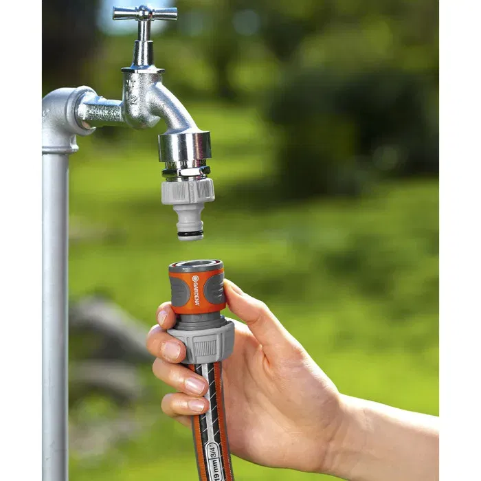 Gardena - Raccord d'arrosage rapide Power Grip - Pour tuyau Ø19 mm - Fixation 1 clic - Résistant au gel et UV - Haute qualité