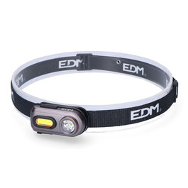 Edm Wildtrack TX3 Lampe frontale LED rechargeable 400 lm 5 W + 100 lm 3 W, lumière froide 6500 K et rouge, batterie lithium 300 mAh, aluminium, 63 x 25 x 33 mm