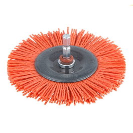Wolfcraft Brosse à disque nylon Ø100 x 10 mm avec queue hexagonale 1/4" (6,35 mm) - Rouge
