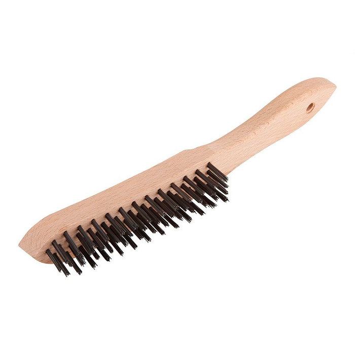 Wolfcraft Brosse métallique à main en acier avec manche en bois, 280 mm Wolfcraft Brosse métallique à main en acier avec manche en bois, 280 mm