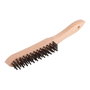 Wolfcraft Brosse métallique à main en acier avec manche en bois, 280 mm